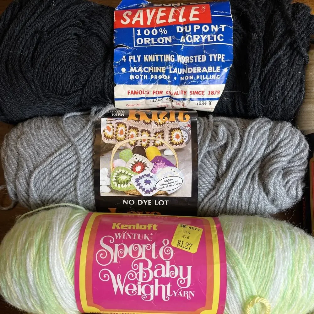 2+ lb Lot of Miscellaneous Yarn for Needle Craft Various Weights Colors Skeins
